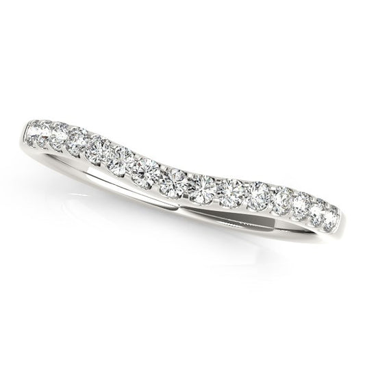 1/4 CT. T.W. Round Pave Setting Curved Diamond Wedding Band in 14k White Gold