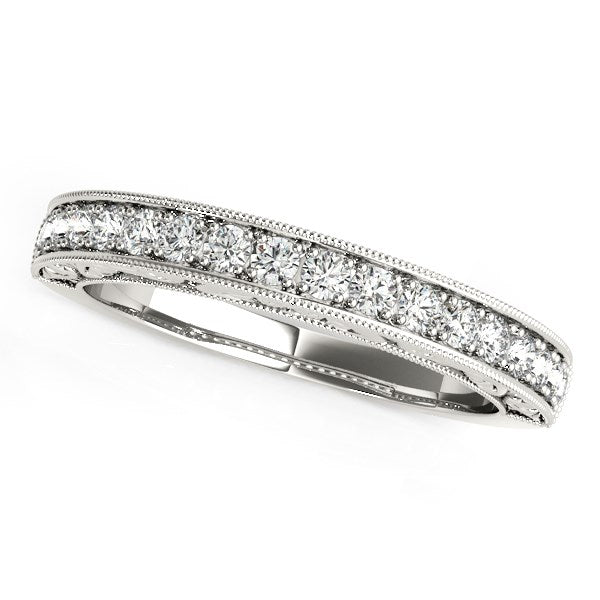 1/3 CT. T.W. Antique Prong Set Diamond Wedding Band in 14k White Gold