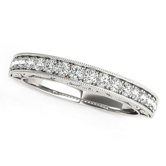 1/3 CT. T.W. Antique Prong Set Diamond Wedding Band in 14k White Gold