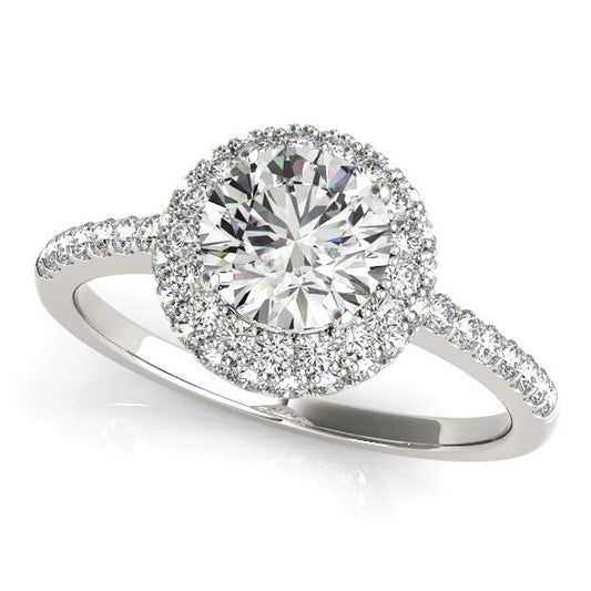 1 1/2 CT. T.W. Round Diamond Pavé Engagement Ring in 14K White Gold