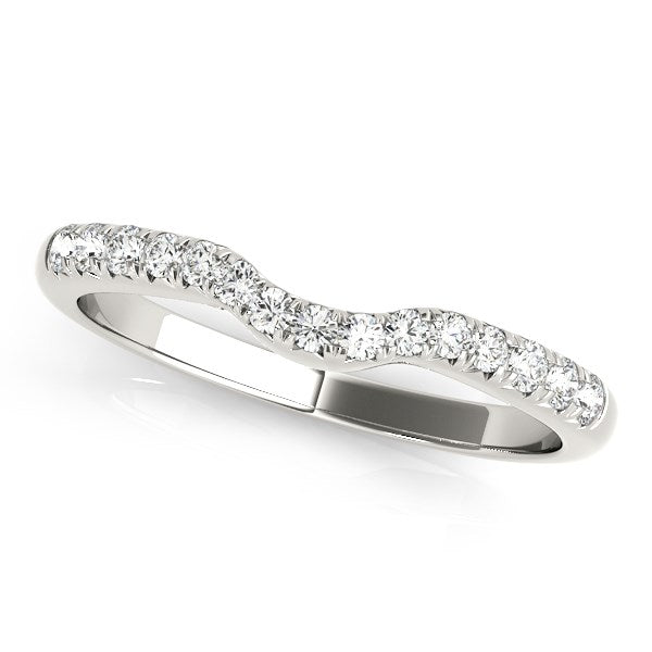1/5 CT. T.W. Pave Set Curved Diamond Wedding Band in 14k White Gold