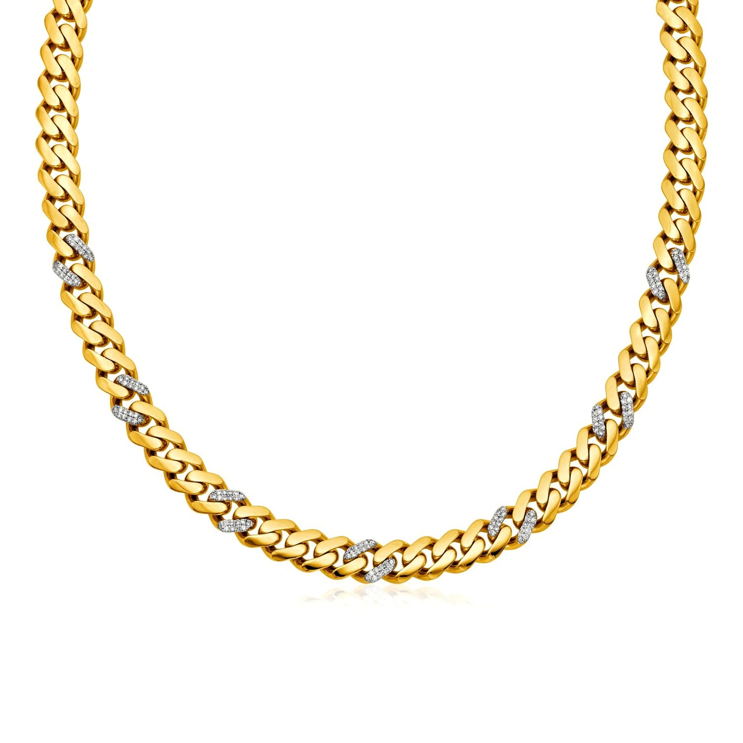 14k Yellow Gold Curb Chain with Diamonds