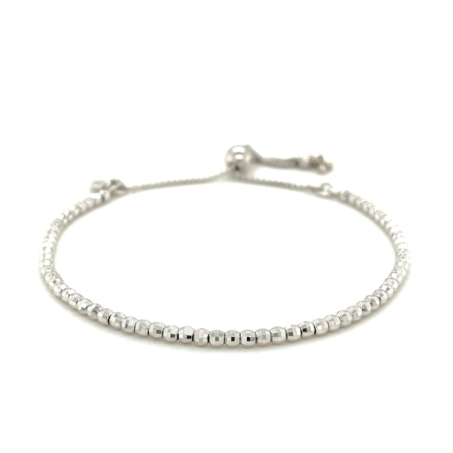 Adjustable Sterling Silver Beaded Bracelet