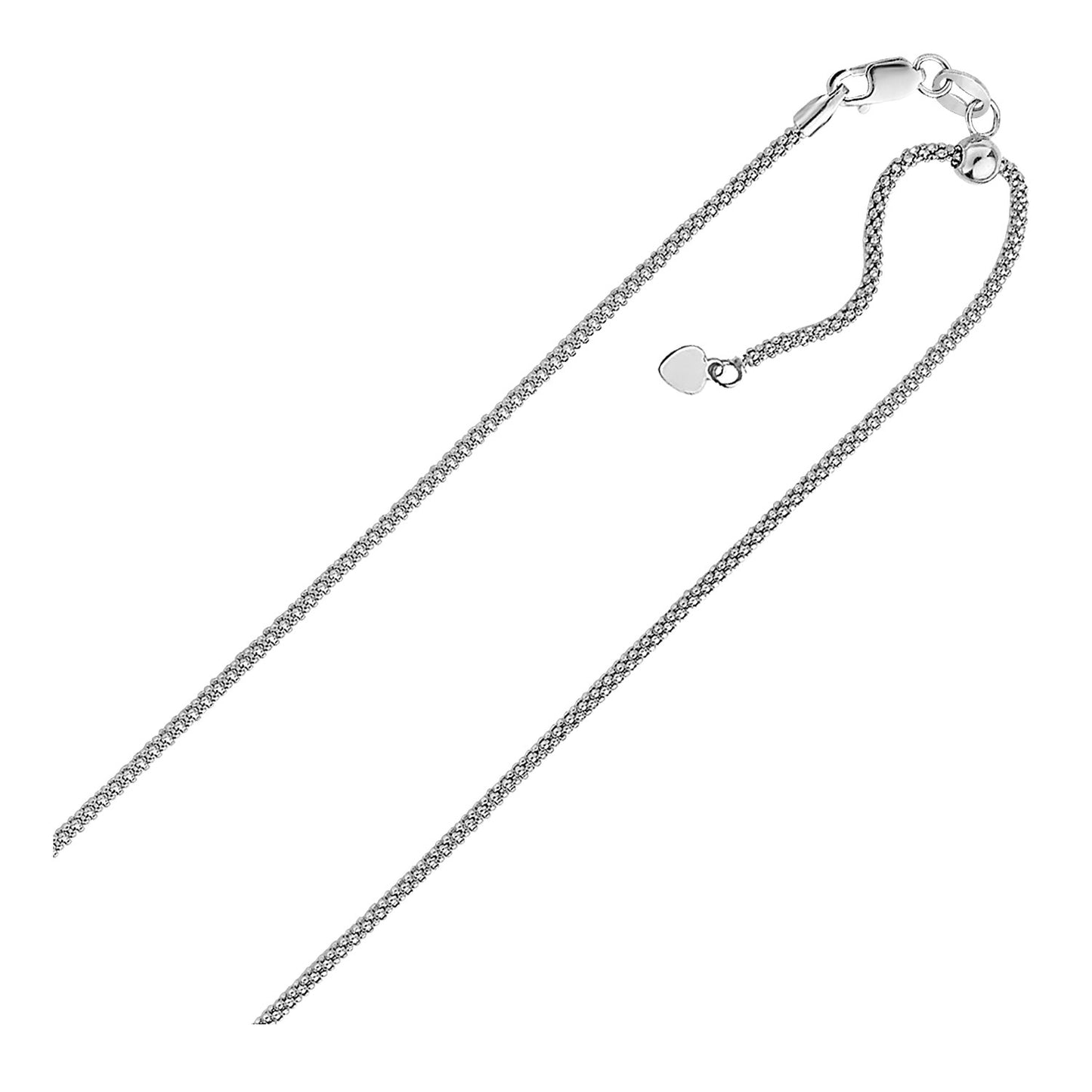 Adjustable Sterling Silver Popcorn Chain