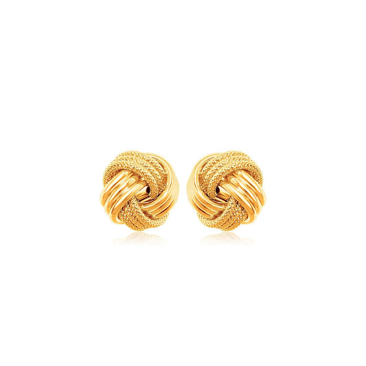 10k Yellow Gold Textured Love Knot Earrings
