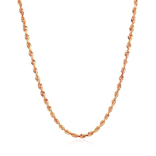 14k Rose Gold Diamond Cut Solid Rope Chain