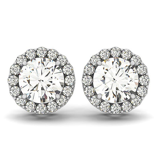 1 1/6 CT. T.W Round Halo Diamond Earrings in 14k White Gold