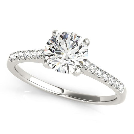 1 1/8 CT. T.W. Single Row Diamond Scalloped Set Engagement Ring in 14K White Gold