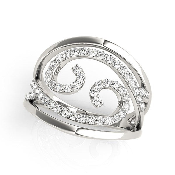 1/2 CT. T.W Swirl Motif Diamond Ring in 14k White Gold