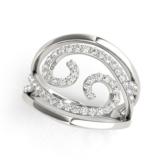 1/2 CT. T.W Swirl Motif Diamond Ring in 14k White Gold