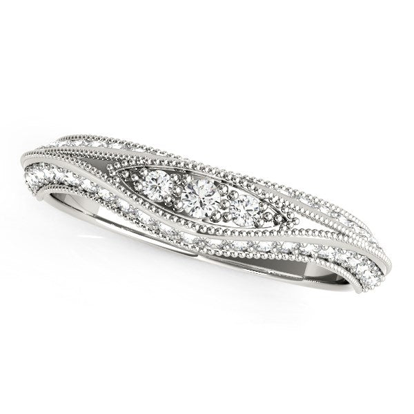 1/3 CT. T.W Curved Antique Diamond Wedding Band in 14k White Gold