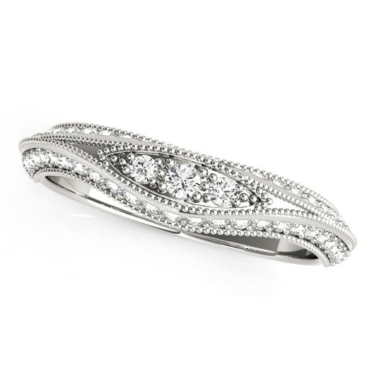 1/3 CT. T.W Curved Antique Diamond Wedding Band in 14k White Gold