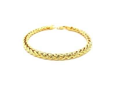 14k Yellow Gold Diamond Cut Round Franco Bracelet