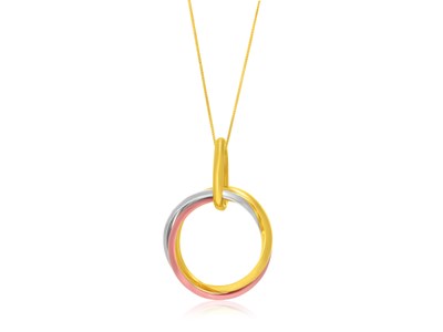 Entwined Open Ring Pendant in 14k Tri Color Gold