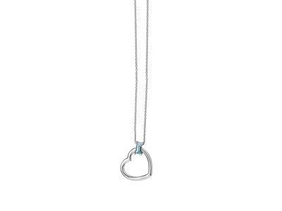 14K White Gold Blue Topaz Heart Necklace