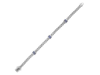 Sterling Silver Woven Bracelet with Blue Sapphires