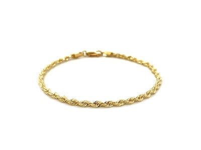10k Yellow Gold Solid Diamond Cut Rope Bracelet