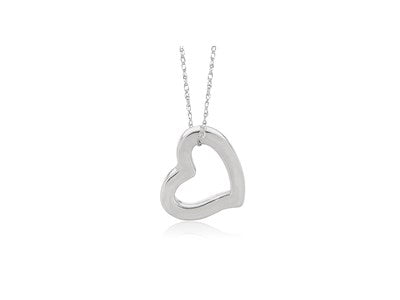 Open Heart Pendant in 14k White Gold