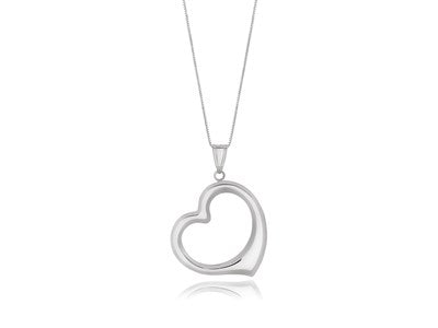 Floating Heart Pendant in 14k White Gold