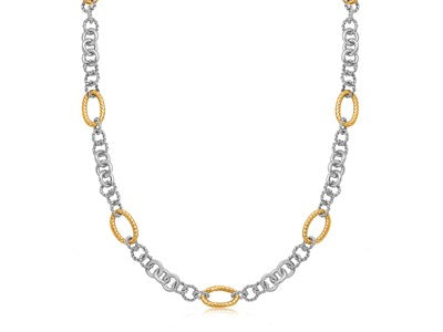 Multi Design Chain Necklace in 18k Yellow Gold and Sterling Silver