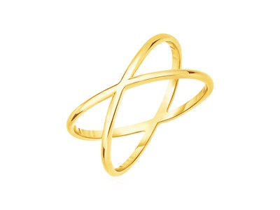 14k Yellow Gold Polished X Profile Ring