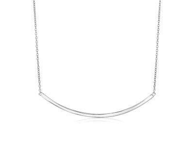 Sterling Silver Polished Curved Bar Necklace