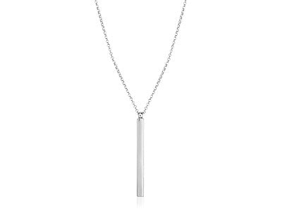 Sterling Silver Necklace with Long Polished Bar Pendant