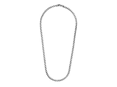 Gunmetal Finish Sterling Silver Round Box Chain