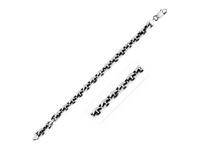 Gunmetal Finish Sterling Silver Oval Link Bracelet (7.70 mm)