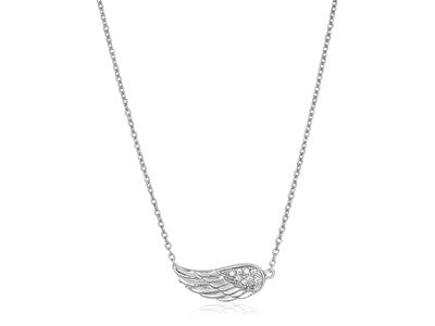 Sterling Silver Textured Angel Wing Necklace