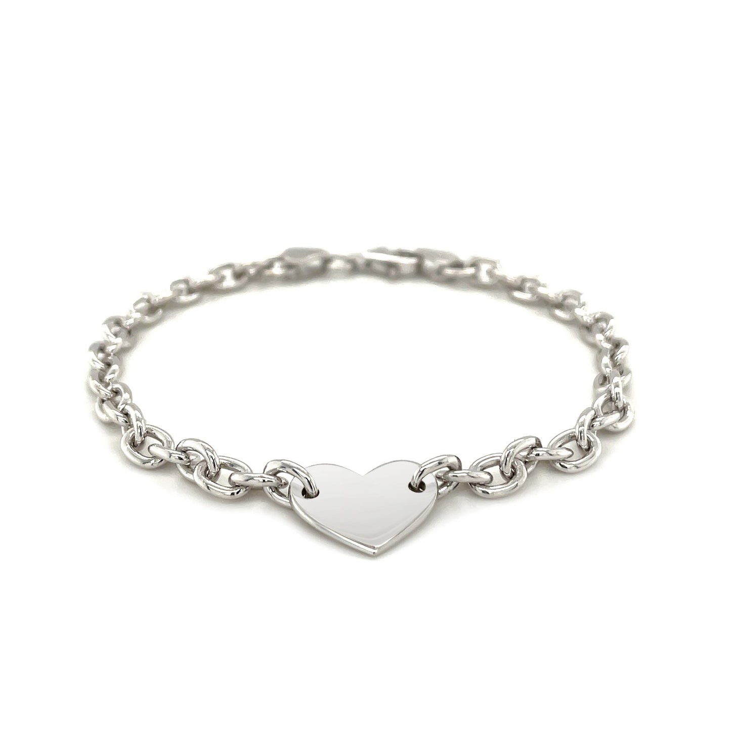 Sterling Silver Chain Bracelet with Flat Heart (5.00 mm)