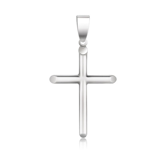 14k White Gold Slim Cross Pendant with Tapered Ends