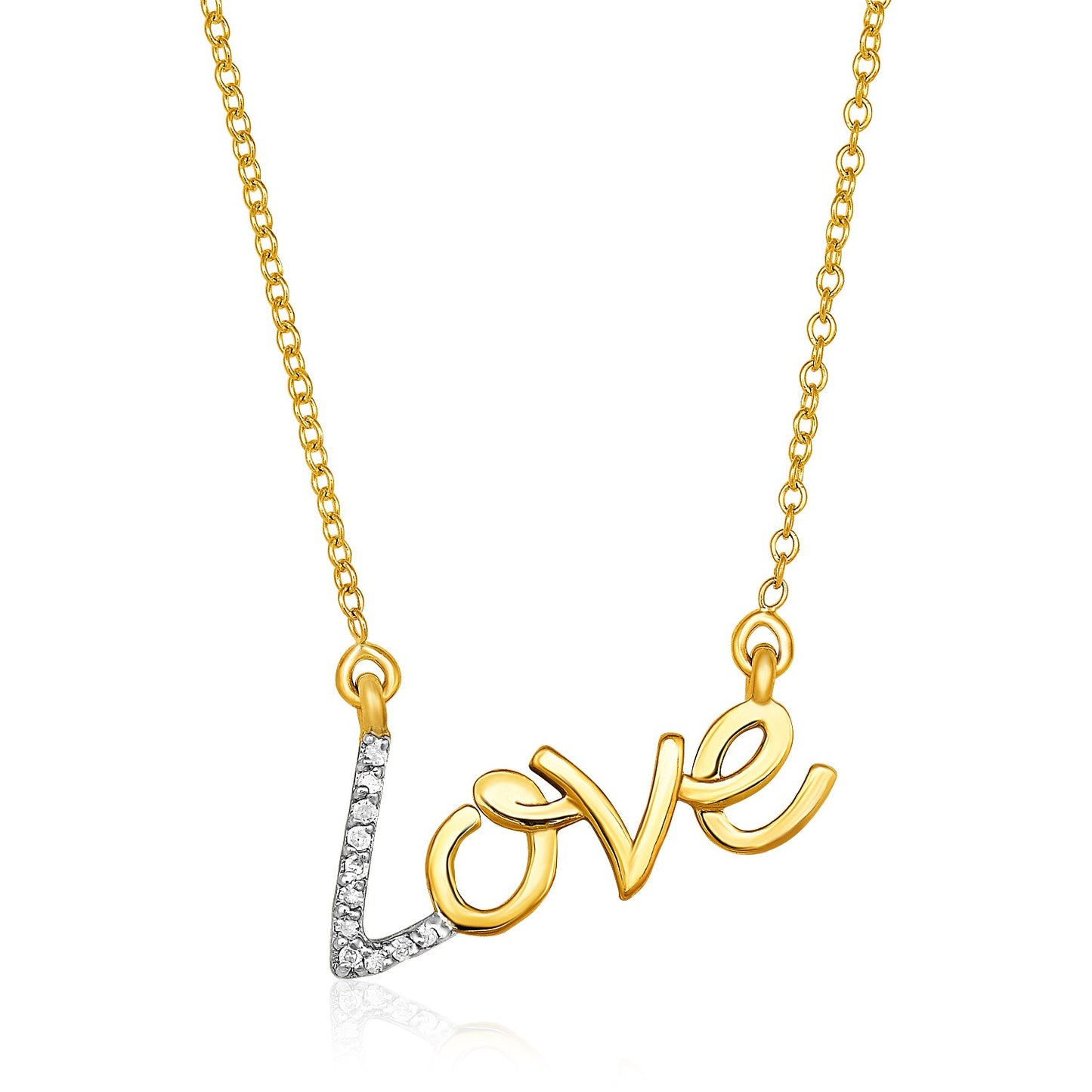 1/10 CT. T.W Diamond Love Symbol Necklace in 14k Yellow Gold