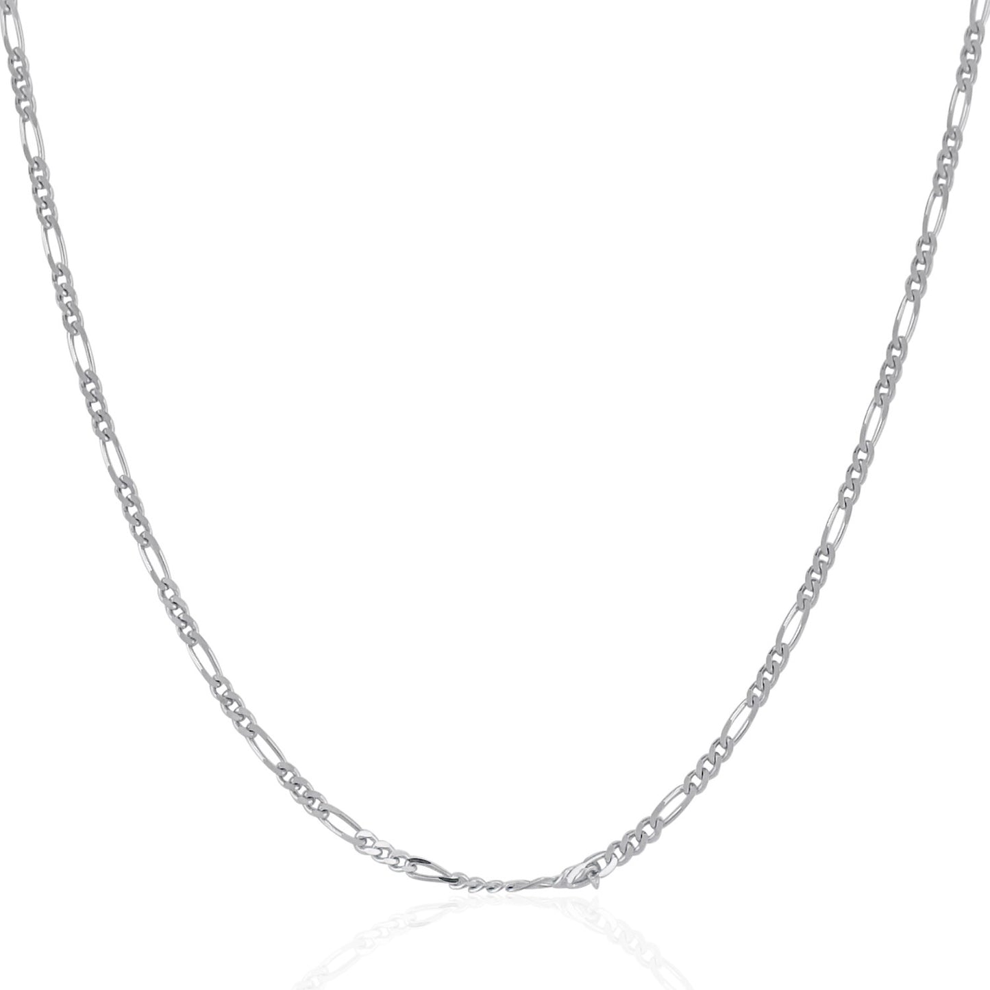 14k White Gold Solid Figaro Chain