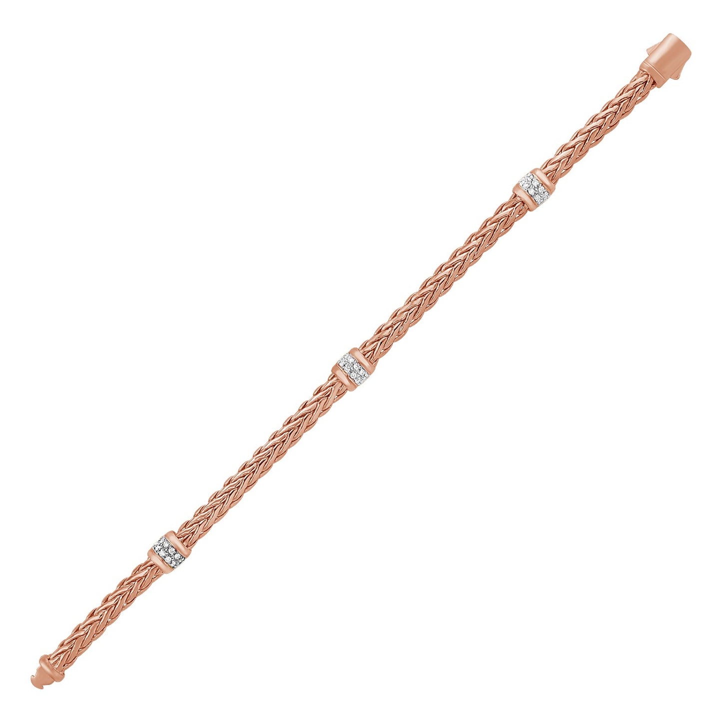 14k Rose Gold Diamond Accent Woven Rope Bracelet