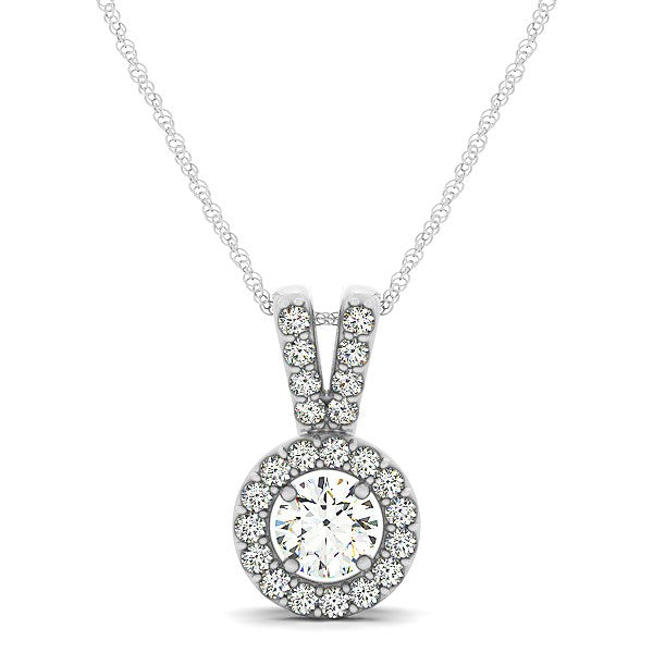 3/4 CT. T.W Round Pendant with Split Bail and Diamond Halo in 14k White Gold