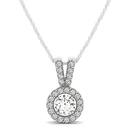 3/4 CT. T.W Round Pendant with Split Bail and Diamond Halo in 14k White Gold