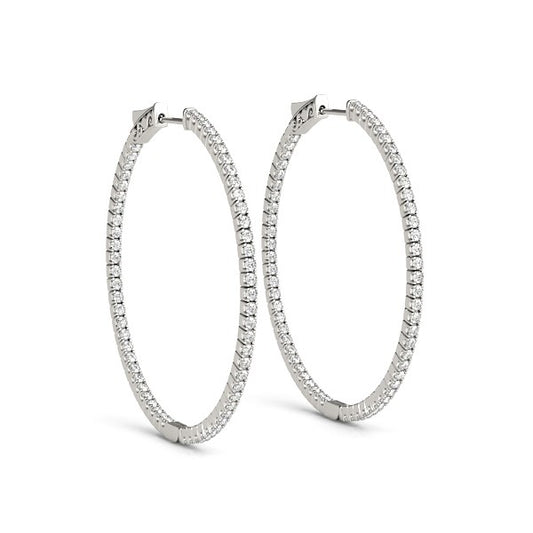 1 1/2 CT. T.W Two Sided Diamond Hoop Earrings in 14k White Gold