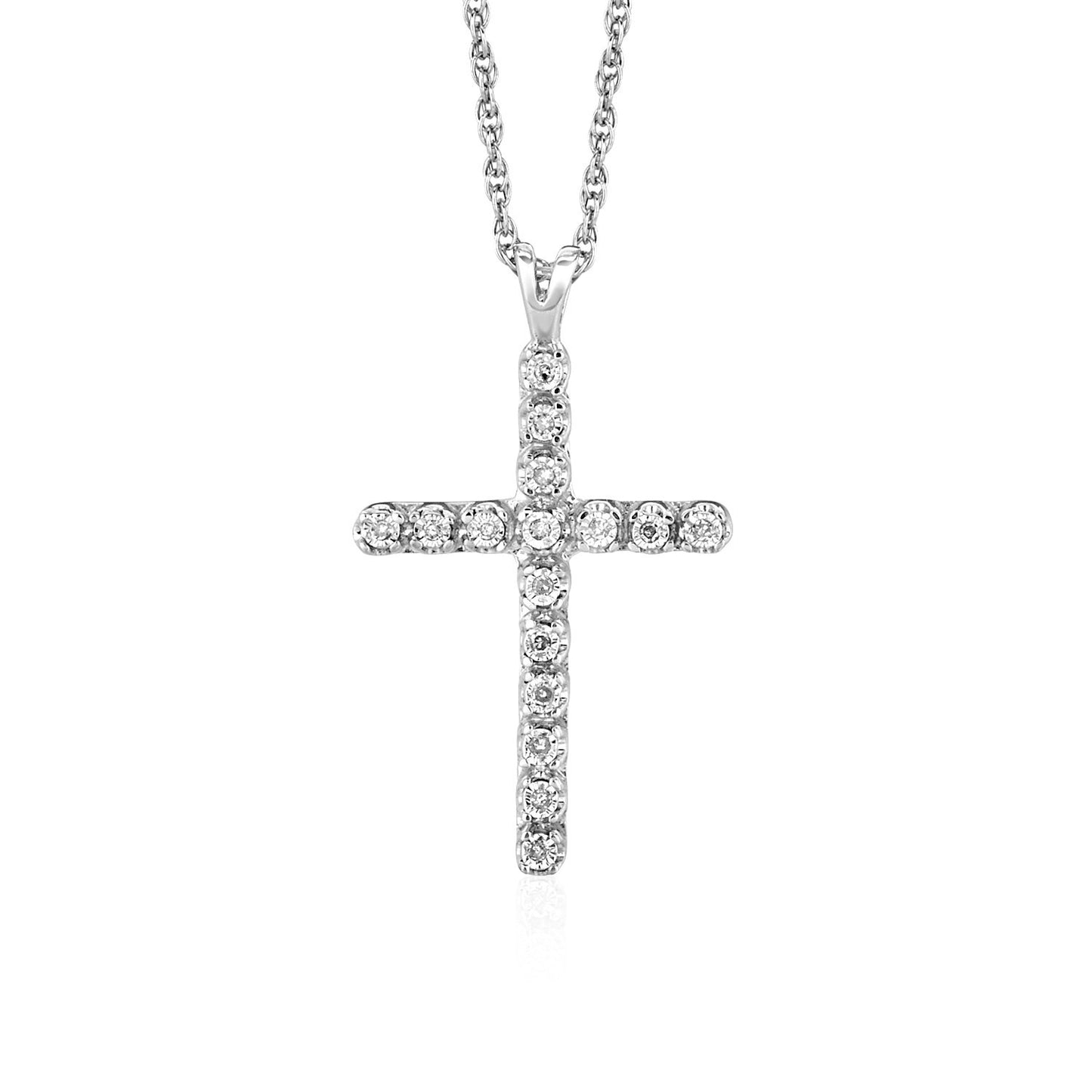 Diamonds Cross Pendant in Sterling Silver