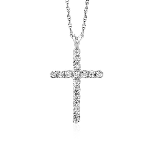 Diamonds Cross Pendant in Sterling Silver