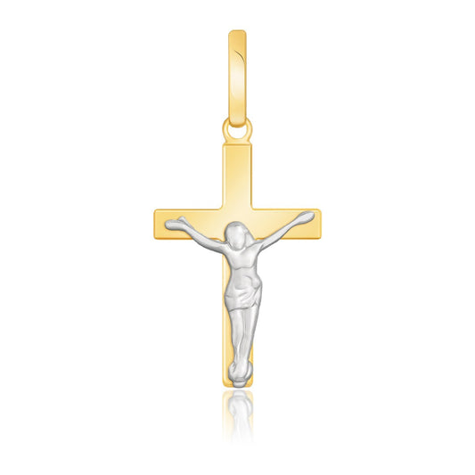 14k Two Tone Gold Crucifix Pendant