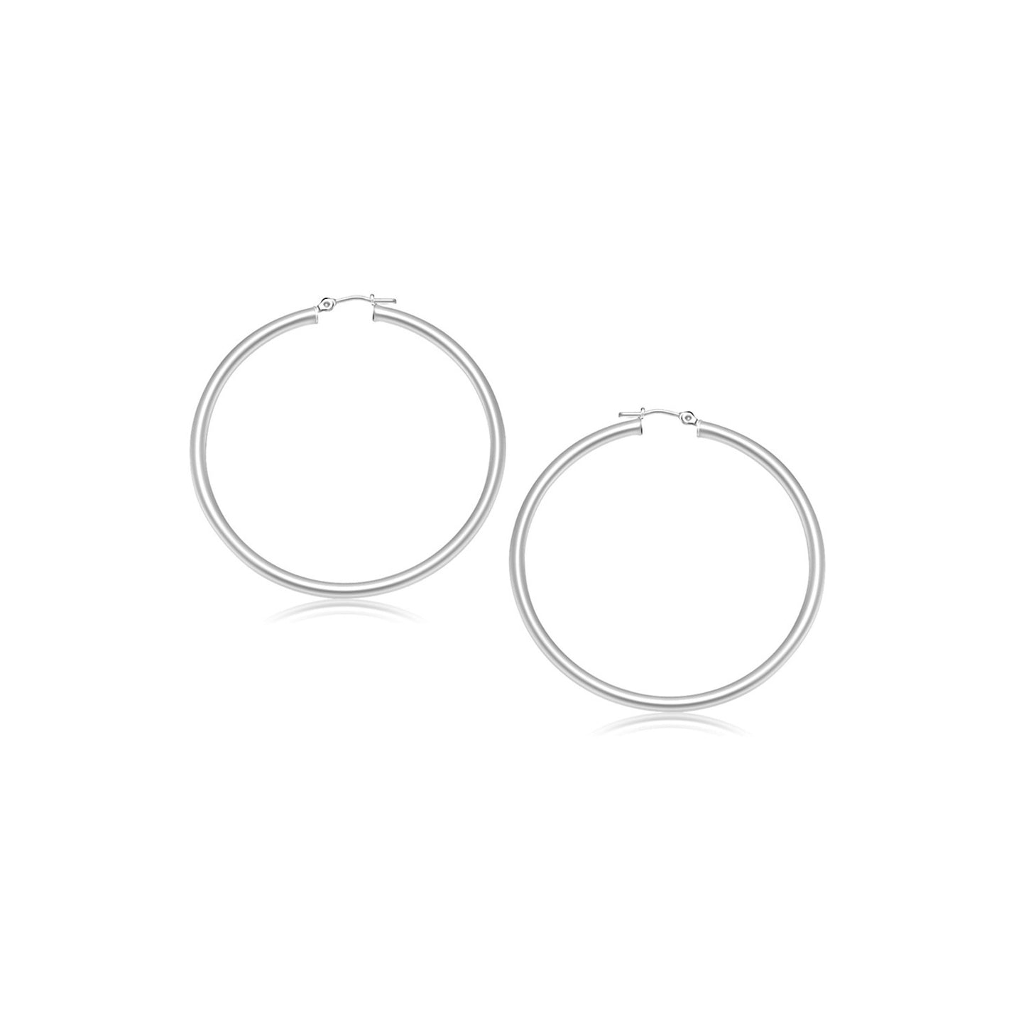 14k White Gold Polished Hoop Earrings