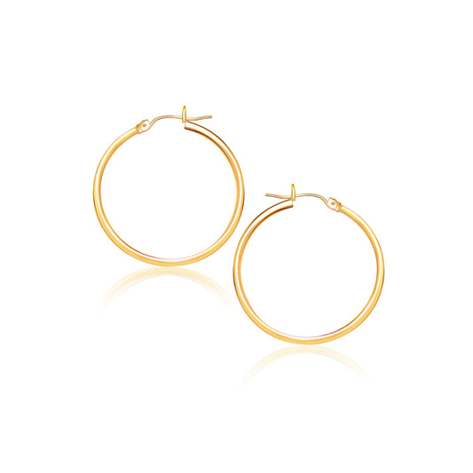 14k Yellow Gold Polished Hoop Earrings