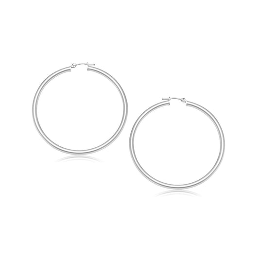 14k White Gold Polished Hoop Earrings