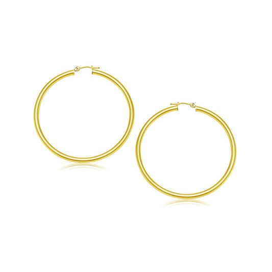 14k Yellow Gold Polished Hoop Earrings