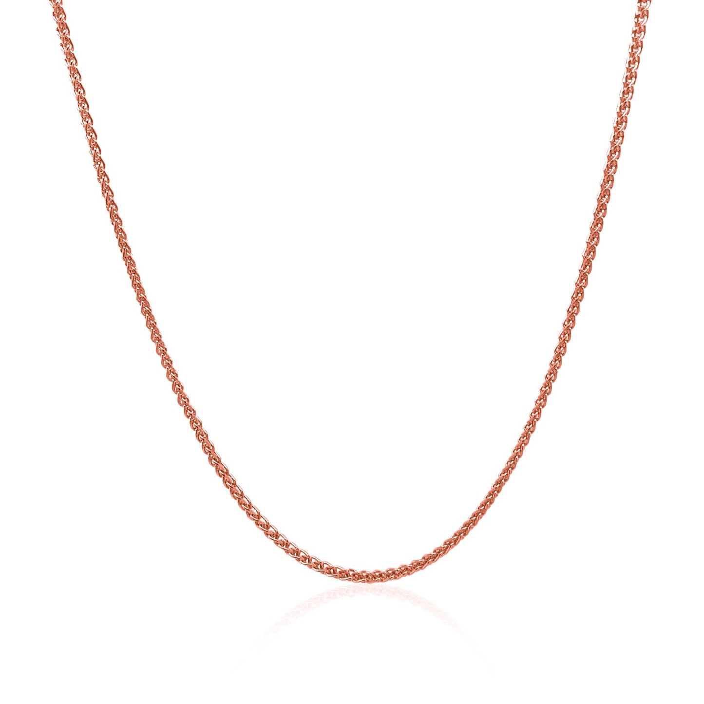 14k Rose Gold Diamond Cut Wheat Chain