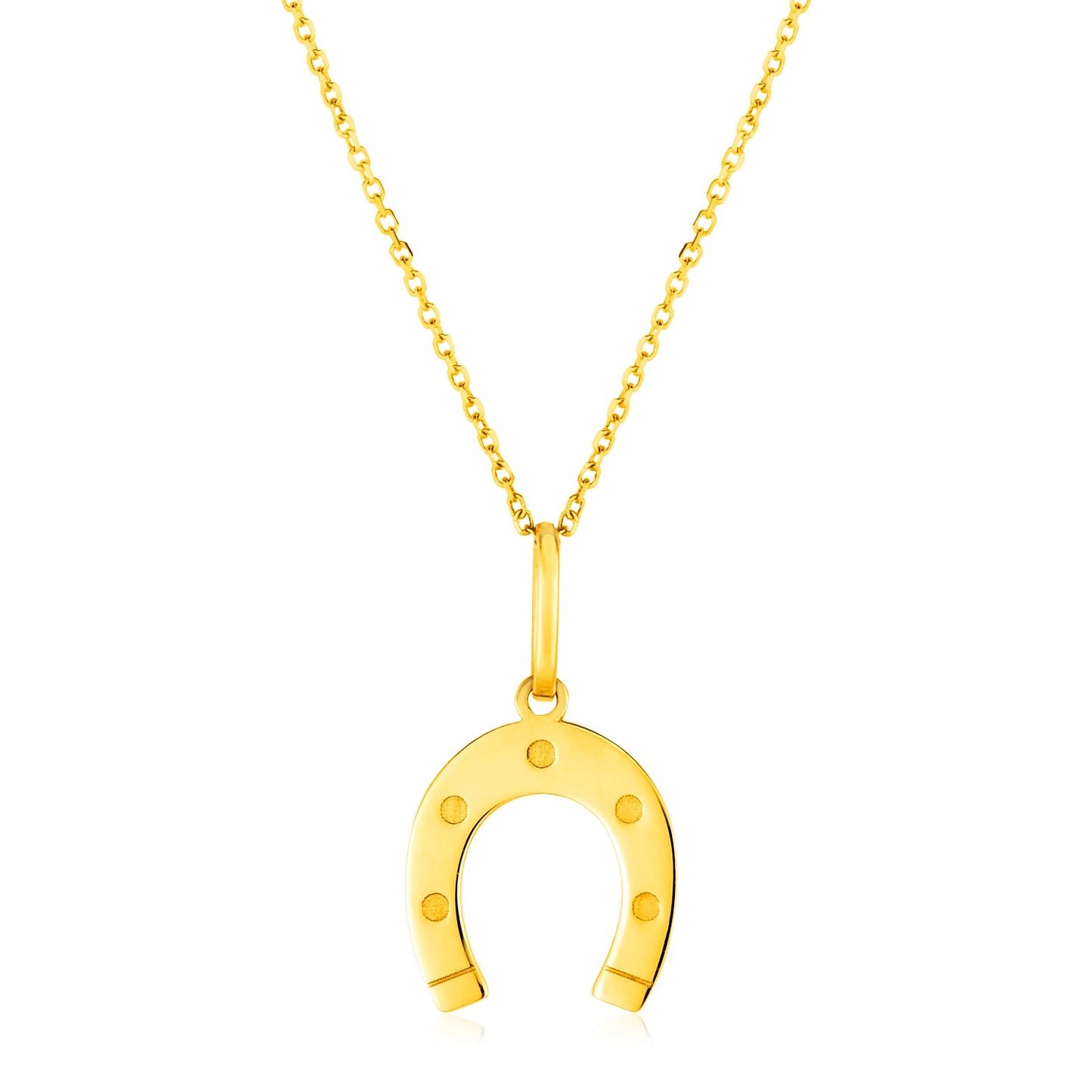 14K Yellow Gold Necklace with Horseshoe Pendant