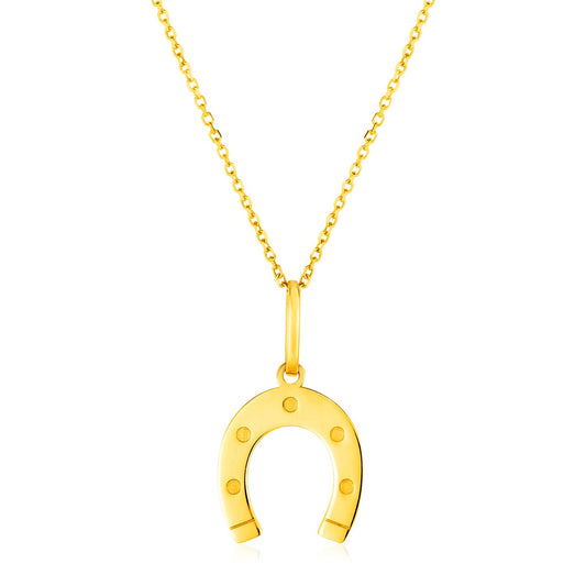 14K Yellow Gold Necklace with Horseshoe Pendant