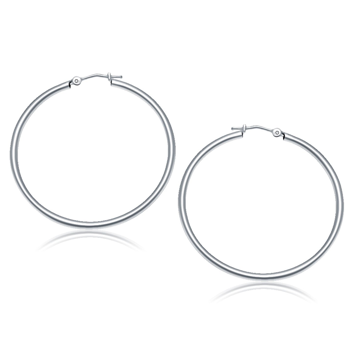 14k White Gold Polished Hoop Earrings