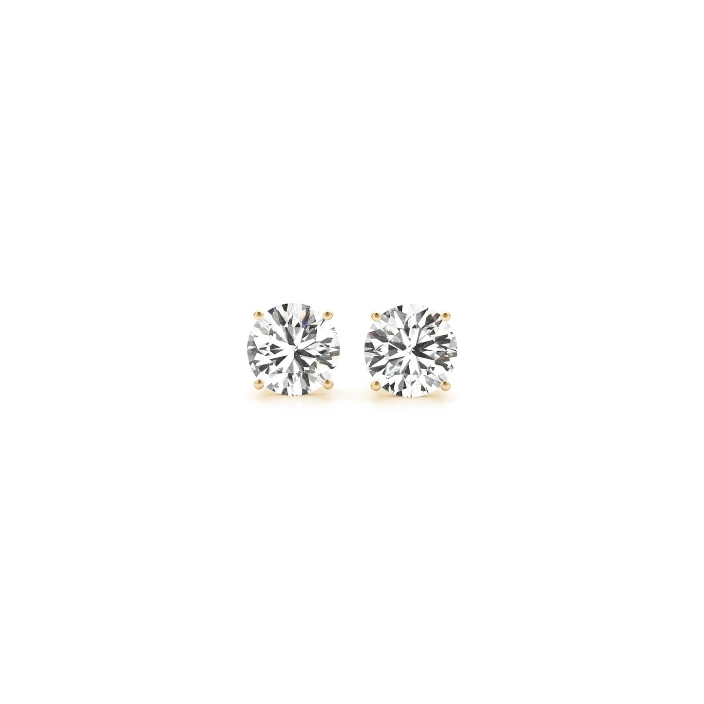 1 CT. T.W Lab Grown Round Diamond Earrings in 14k Yellow Gold